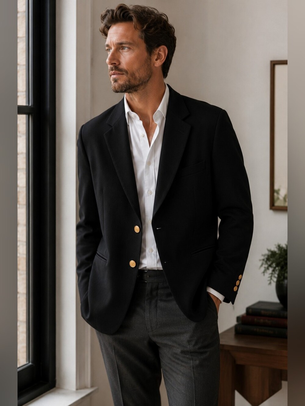 Custom Tailored Classic Black Men's Blazer